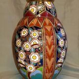 Rare Huge Unique Coloquinte Vase Enamels Art Deco 1930 45cms Cerabelga Top++