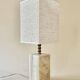 Lampe en onyx et laiton avec abat-jour carré