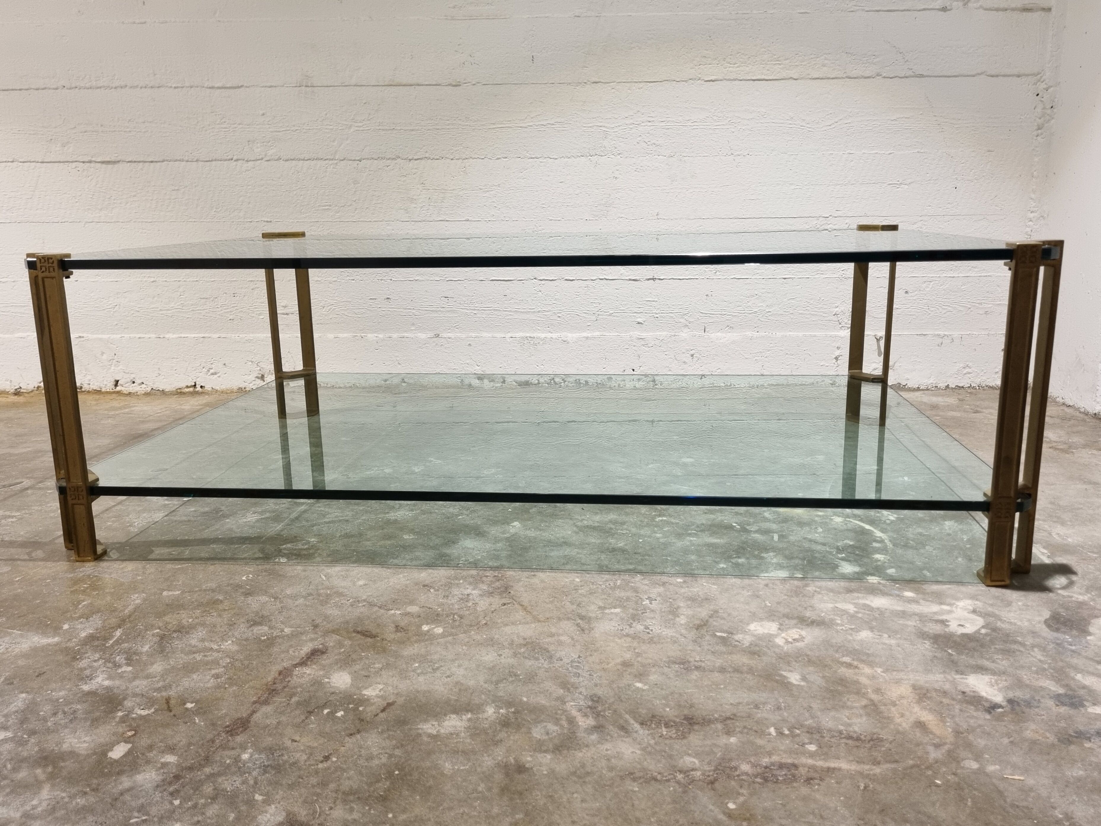 Vintage Brass and Glass Model T24 Coffee Table by Peter Ghyczy, 1970s