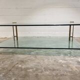 Vintage Brass and Glass Model T24 Coffee Table by Peter Ghyczy, 1970s