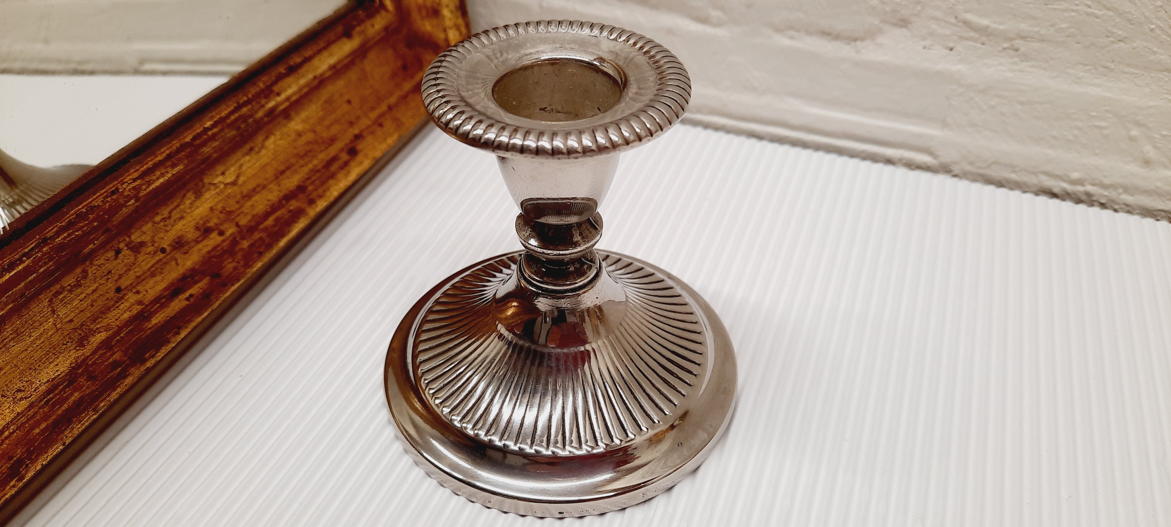 Silver metal candle holder