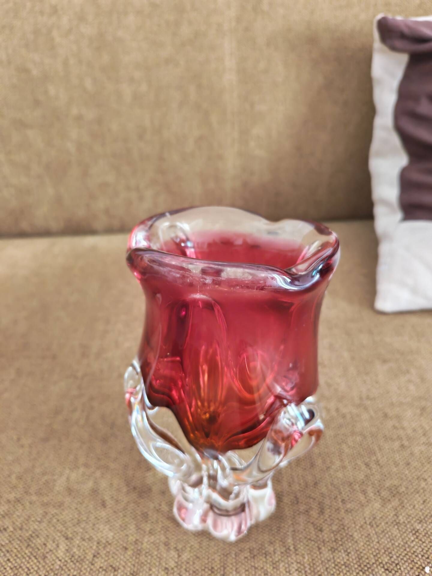 Art vase made of blown glass by Josef Hospodka, Bohemia 1960.