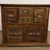 Buffet en bois d'acacia massif 4 portes, 2 tiroirs