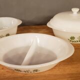 Lot de 3 plats vintage en pyrex fleurs vertes