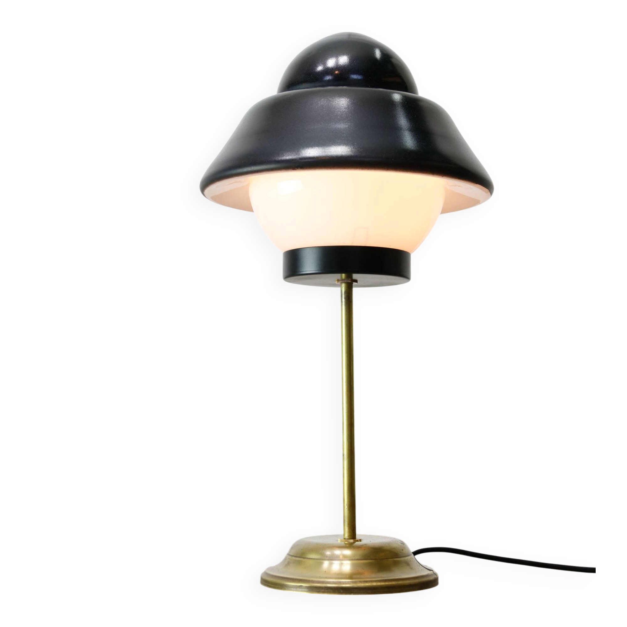 Mid-century Italian Brass & Glass Table Lamp, 1960s