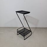 Furniture or side table in black lacquered perforated metal 1950s