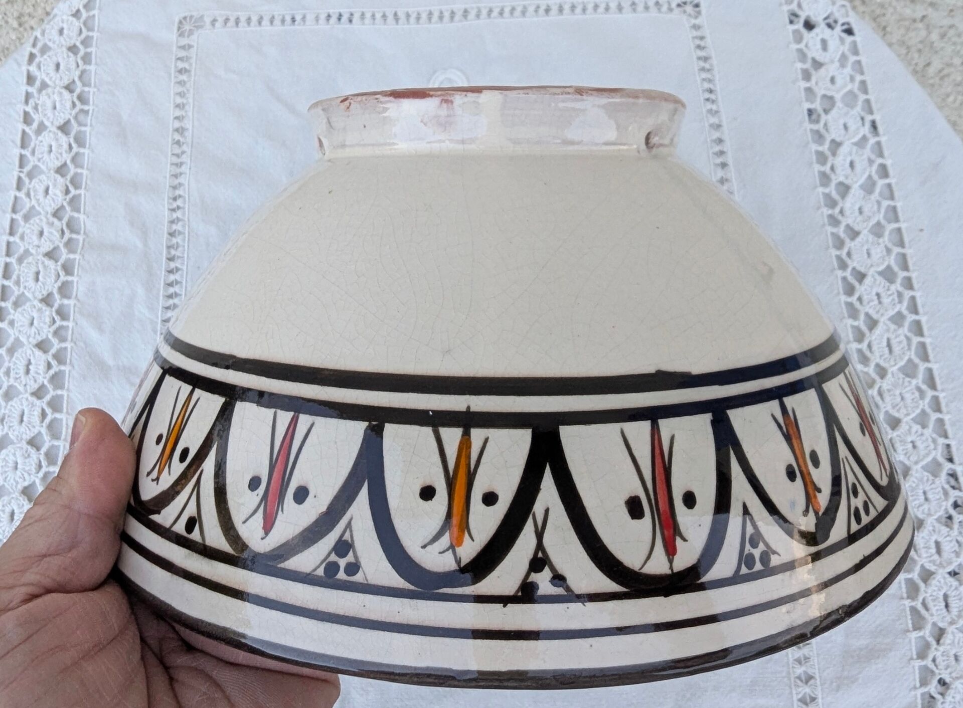 Large Ceramic Salad Bowl SAFI Morocco XXL 29cm Berber Pottery Zouak Tra