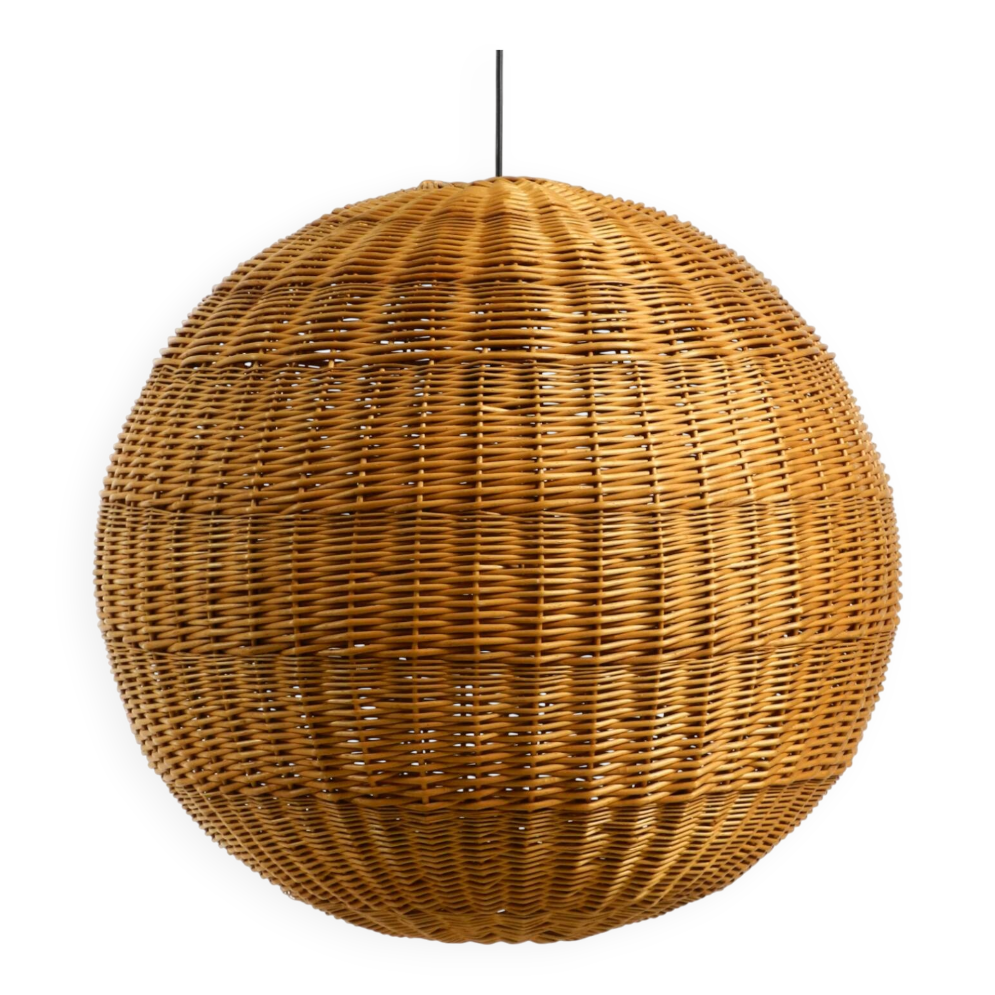 Very rare original XXL rattan ball pendant lamp | Mid Century Modern | Ø 66