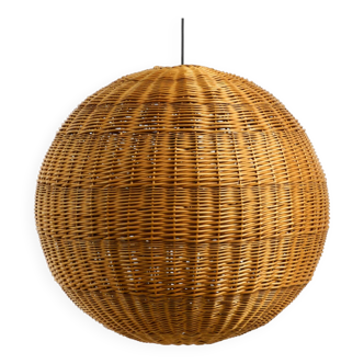 Very rare original XXL rattan ball pendant lamp | Mid Century Modern | Ø 66