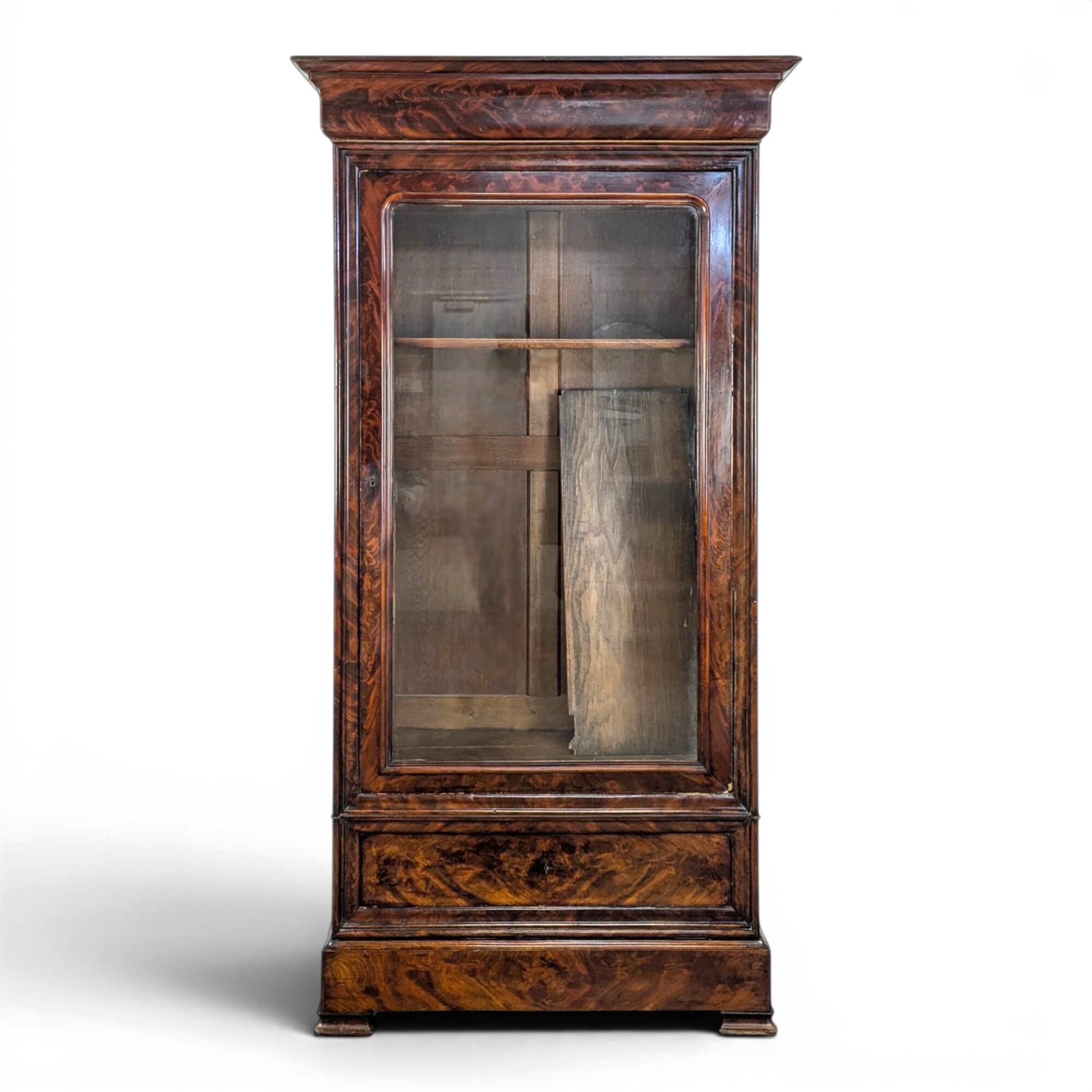 Flamed Mahogany Display Cabinet Louis Philippe Era