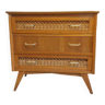 Wood and rattan chest of drawers