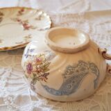 Rare 19th century cup and saucer, Sarreguemines earthenware, Louis XV model