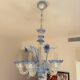Venetian chandelier in blue Murano glass and crystal, 6 arms