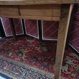 Old small farmhouse table with drawer, 6 place settings