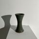 Dark green handcrafted vase with glazed ceramic grass blades