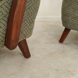 Pair of green Halabala armchairs by Druzba Bratislava B-609 year 59