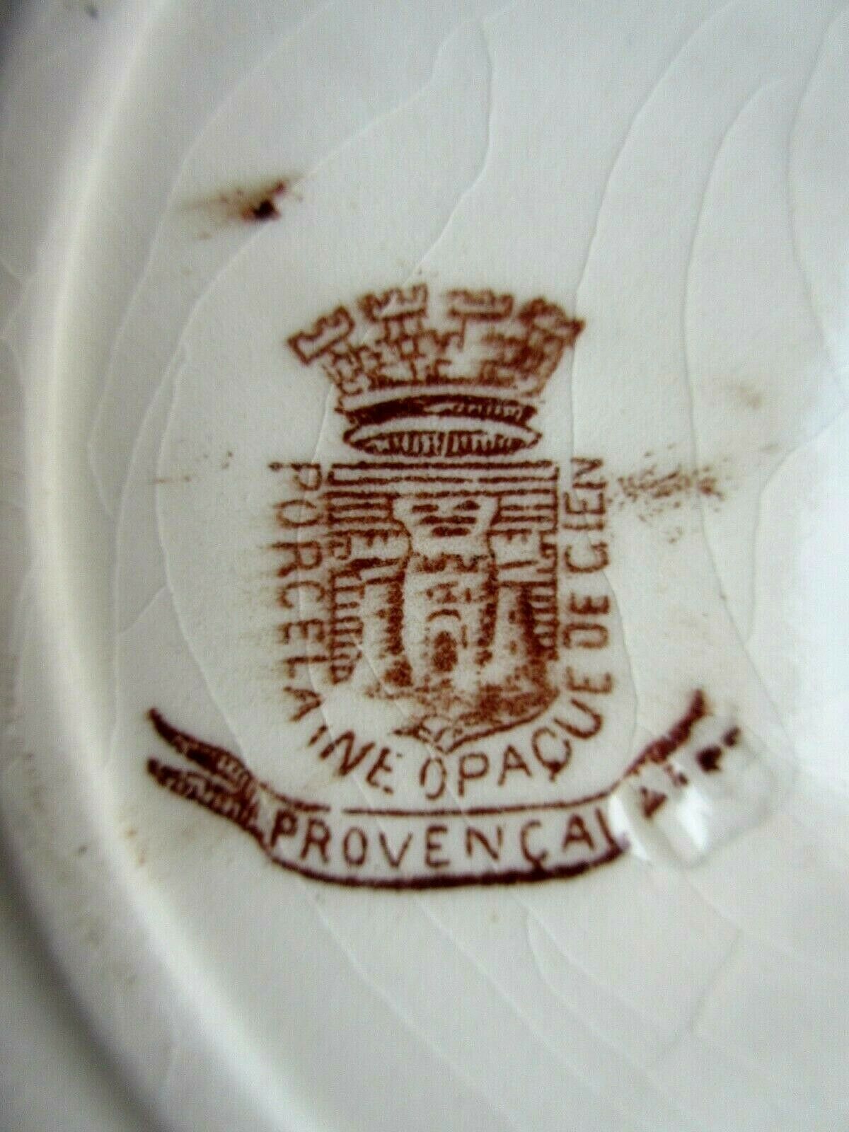 6 GIEN's Maroon Bird Dessert Plates, Provençal style with Hirondelle