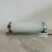 Vintage modernist wall lamp, chrome and opaline glass, France 1930