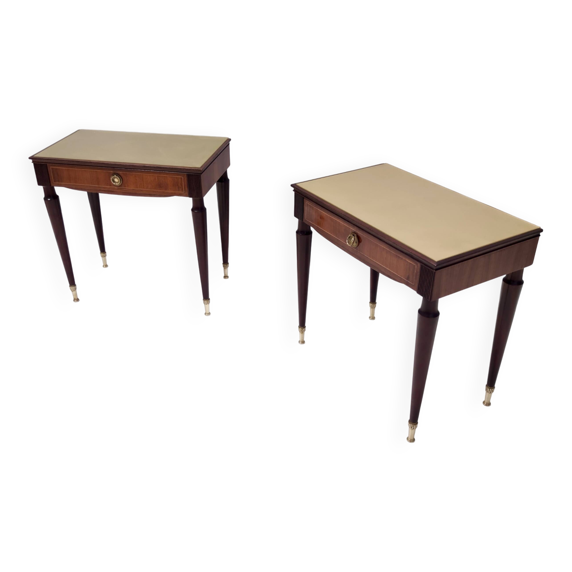 Pair of Beech and Ebonized Walnut Nightstands Attr. to Paolo Buffa, Italy
