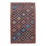 6X10 Bluw & Burgundy Handmade Vintage Kilim Rug, 181x295Cm