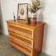 Vintage wood and rattan chest of drawers