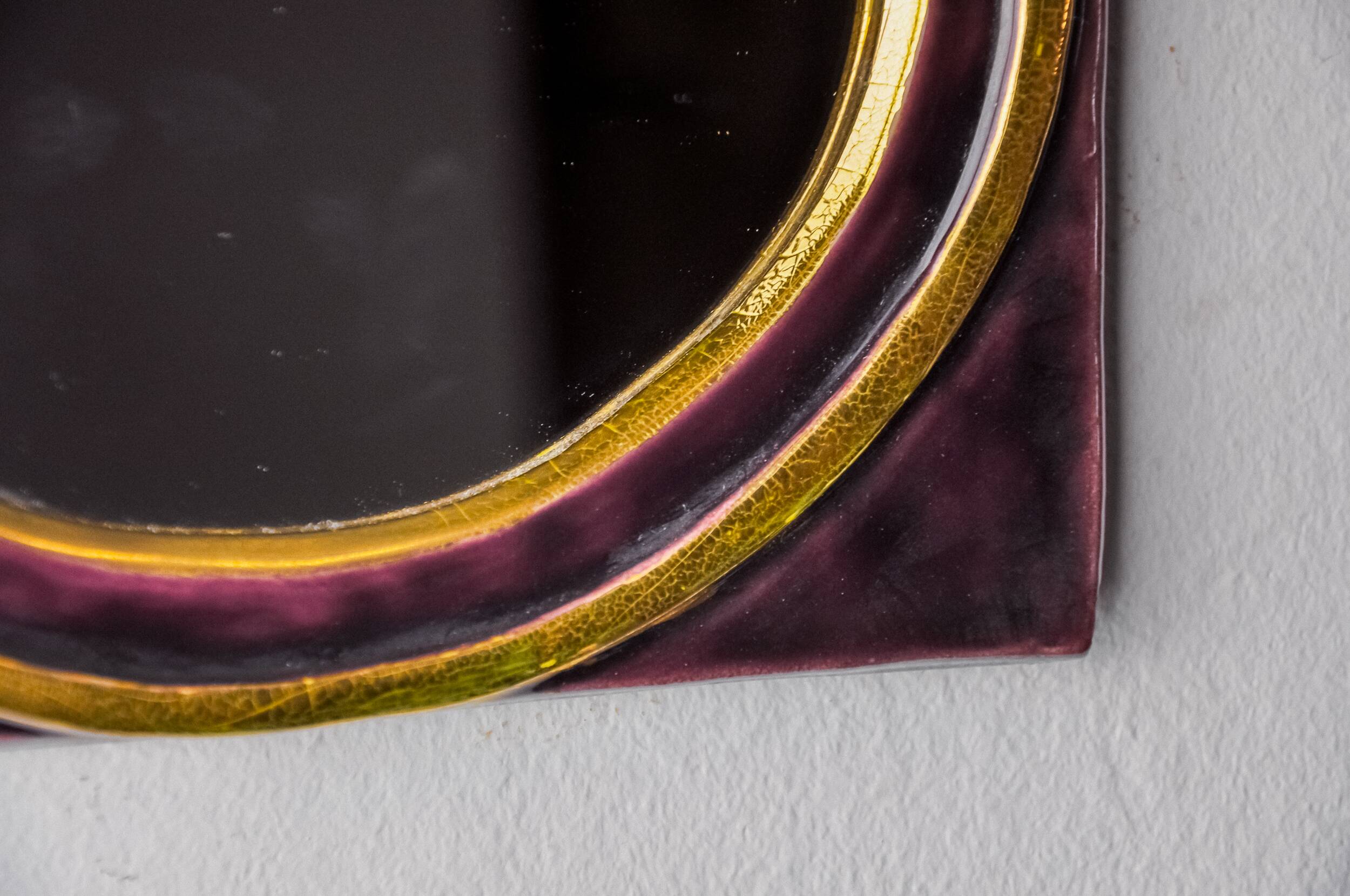 Paradisiers mirror by Mithé Espelt, ceramic, France, 1970