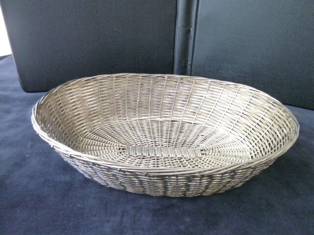 Breadbasket, braided silver metal banette 25 cm