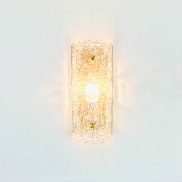 Scandinavian Glass & Brass Wall Lamp by Carl Fagerlund for Orrefors, 1960s