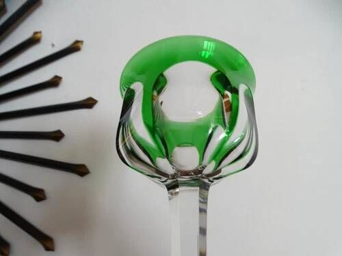 BACCARAT "Malmaison" Glass wine rhinestone double green antique - 19 cm