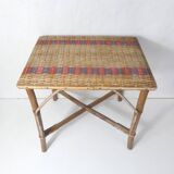 Old rattan side table