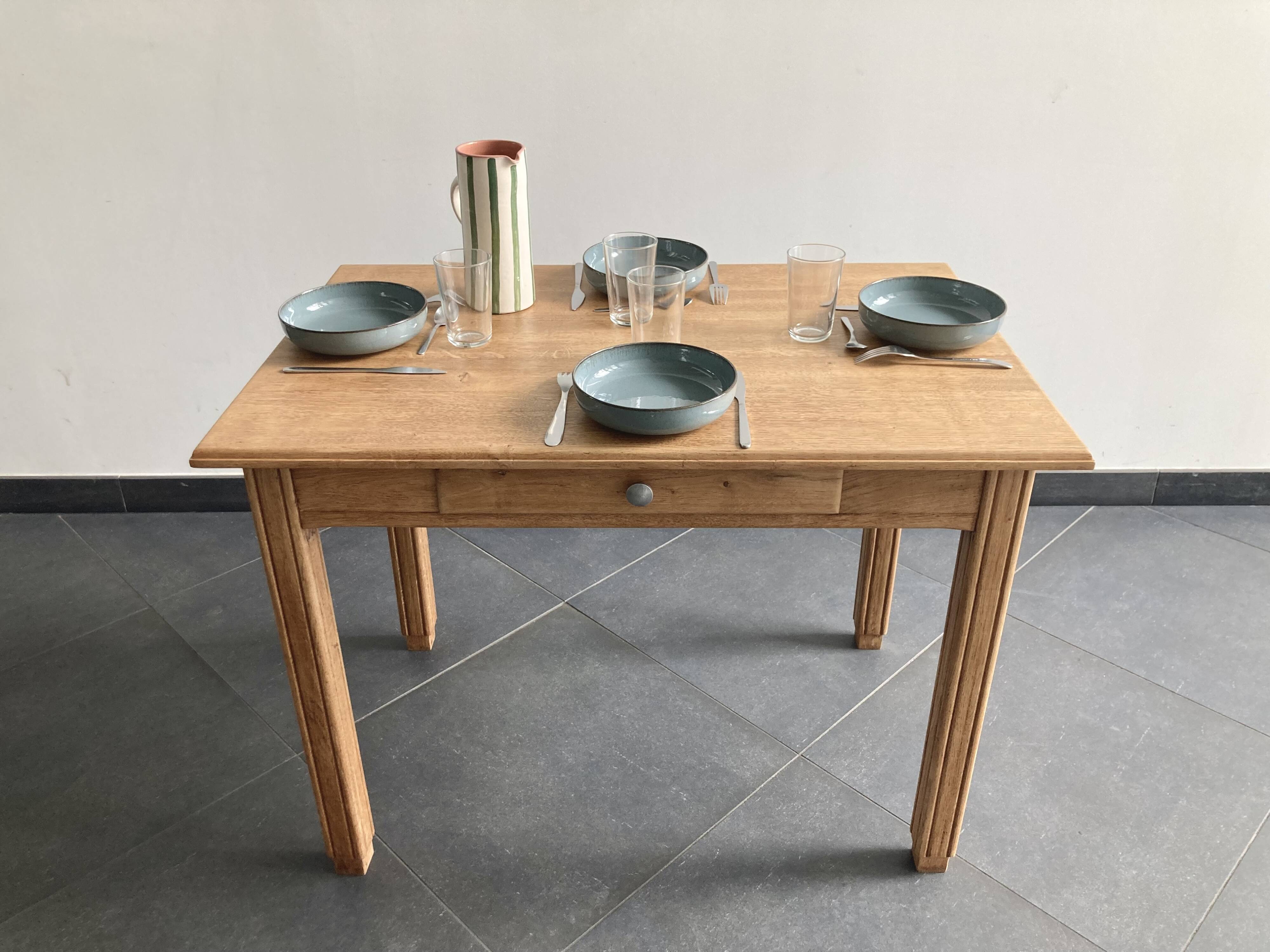 Vintage solid beech table – renovated – 1960s