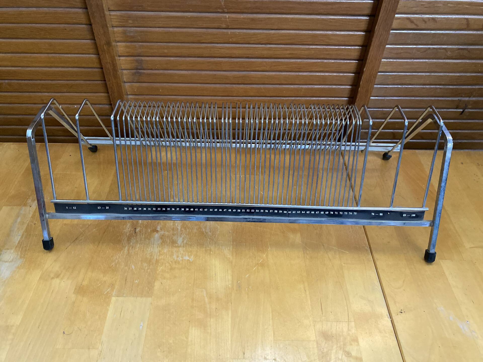 Vintage 1970s Chrome Metal Vinyl Record Holder with 100 Slots