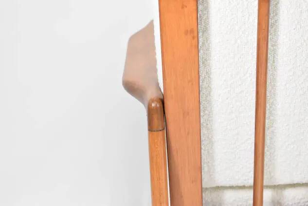 1960s canapé, in teak and white boucle.