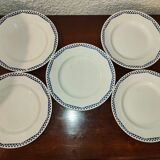5 flat plates Moulin des loups and Hamage Orchies France blue 50s