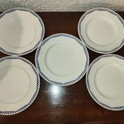 5 flat plates Moulin des loups and Hamage Orchies France blue 50s