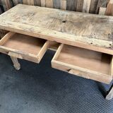 Farmhouse table with drawers in raw wood