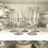 5 engraved glass stemmed glasses