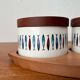Sets of Swedish herring pots in ceramic and teak by Asa Lindberg for Sagaform, 2000s, set of 4.