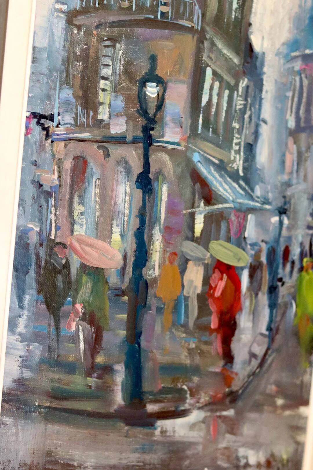 Peinture à l'huile sur panneau du milieu du siècle « Paris »