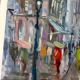 Peinture à l'huile sur panneau du milieu du siècle « Paris »