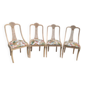 4 chaises vintage en bois poncées et retapissées