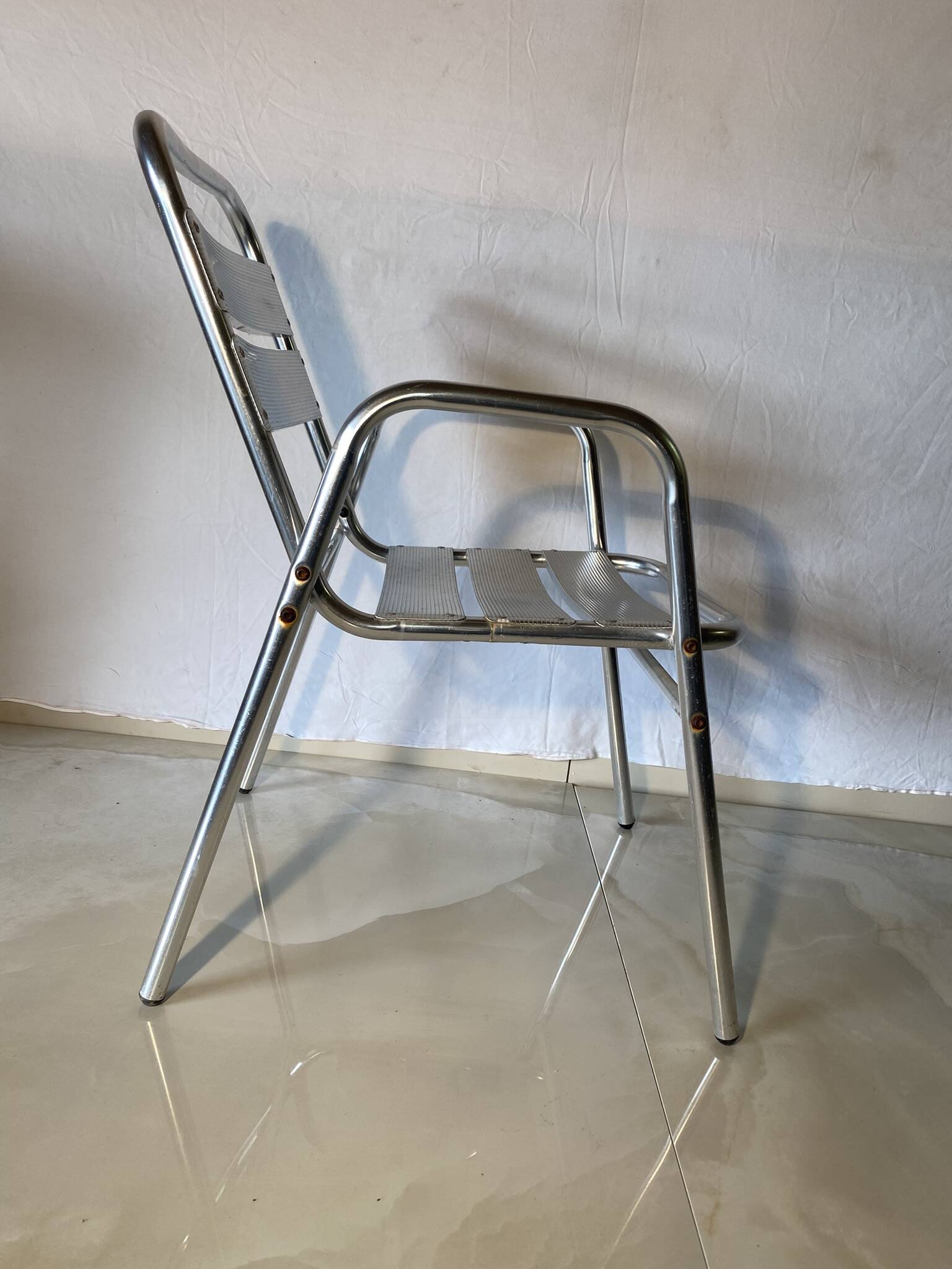 Set of 3 aluminum bistro chairs