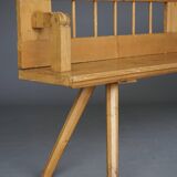 Scandinavian pine bench with turnable backrest, 1890s