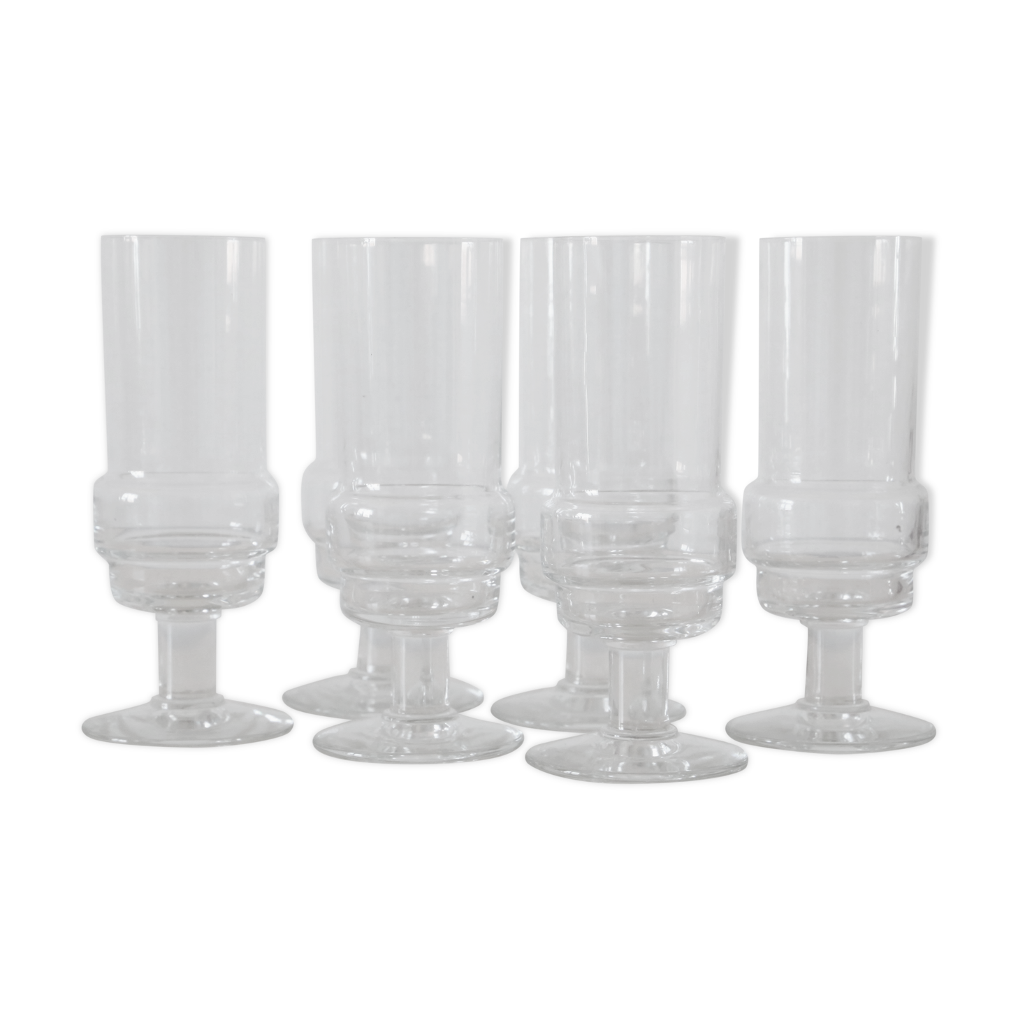 Lot of 6 glass champagne flutes, vintage
