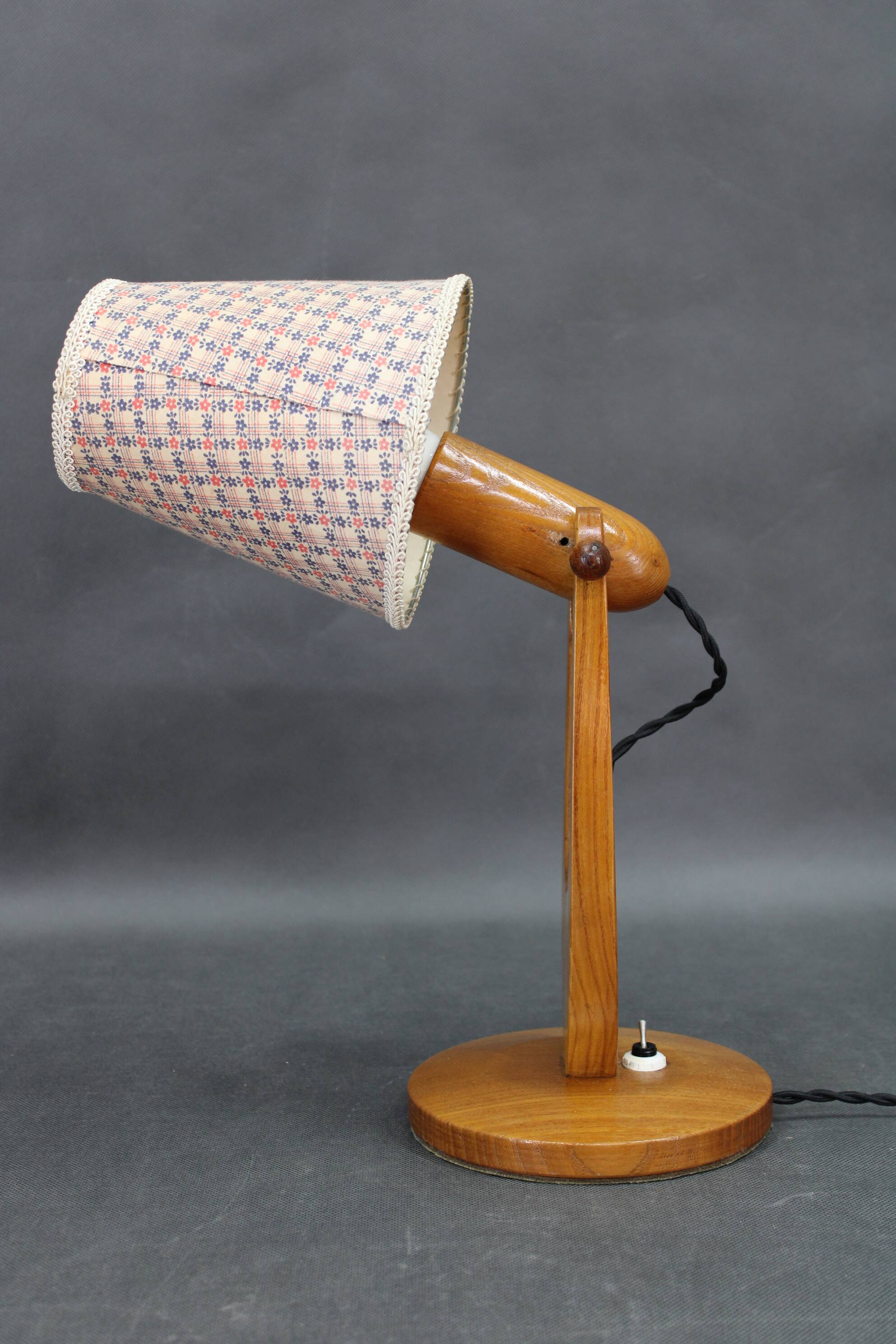 Pair of mid-century adjustable wooden table lamps, Czechoslovakia, 1970s