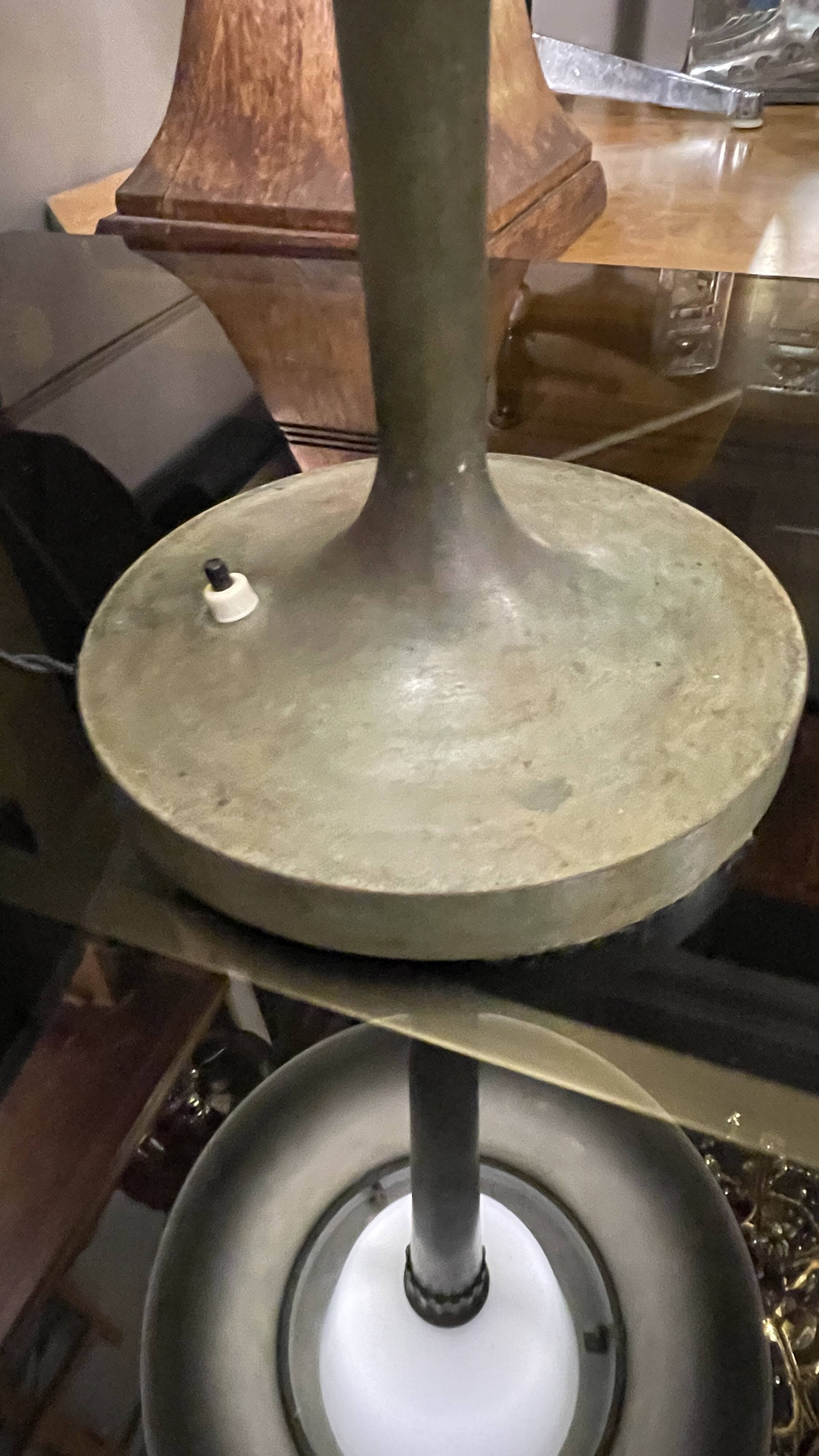 Art deco table lamp, jean perzel (73cm) no. 516 bronze opaline glass 1936