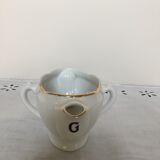 Old white porcelain saucière Fat Maigre