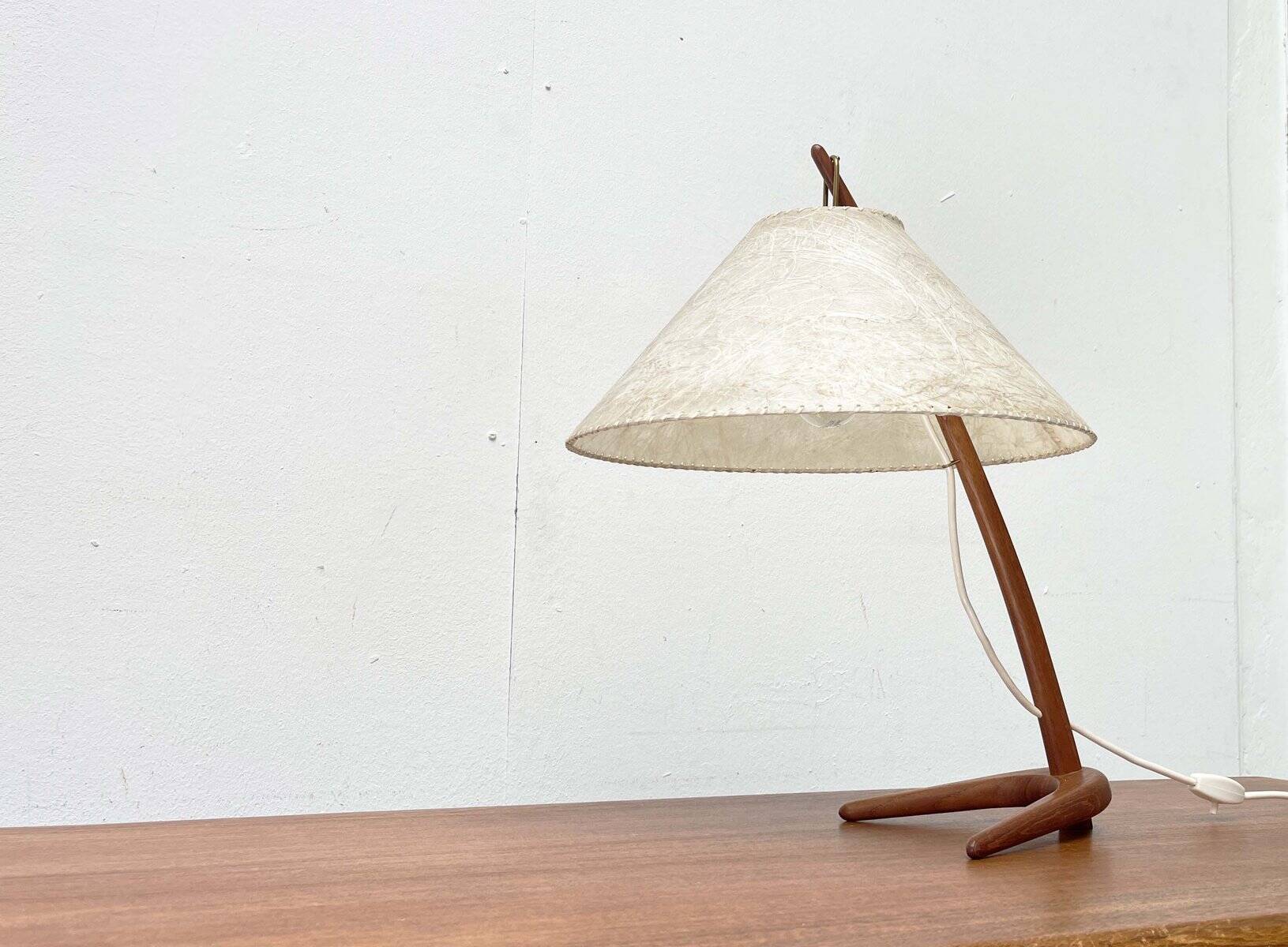Dornstab table lamp in modern teak from the mid-century by A. Pöll for Kalmar, Vienna, 1950s.