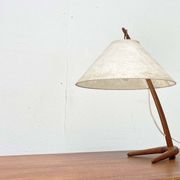 Dornstab table lamp in modern teak from the mid-century by A. Pöll for Kalmar, Vienna, 1950s.