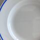 3 Pillivuyt white porcelain dinner plates with blue edging.